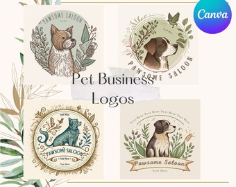 Pet Business Logo, Nature inspired,  Editable Pet Logo, Pet Groomer Logo, Dog Grooming Logo, Editable Logo, Pet Logo Design, Premade Logo