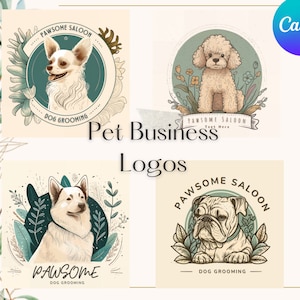 Pet Business Logo, Nature inspired,  Editable Pet Logo, Pet Groomer Logo, Dog Grooming Logo, Editable Logo, Pet Logo Design, Premade Logo
