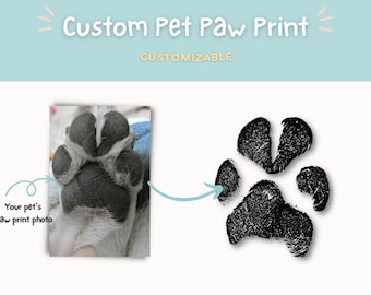 Custom paw print keepsake from photo,  nose print, dog and cat paw print, Easy Paw Print Keepsake made from Photo, Unique Dog Owner Gift