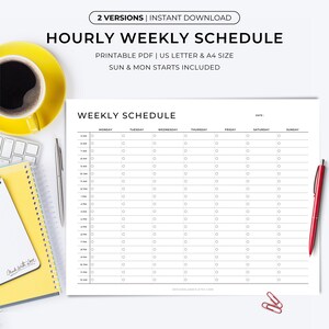 Hourly Weekly Schedule, 2024 Weekly Organizer, To Do List Printable, Hourly Agenda, Weekly To Do List, Weekly Timetable, Week At a Glance