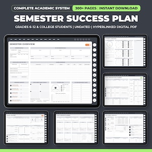 Digital Student Planner GoodNotes. ADHD Executive Function Academic Study Planner. Hyperlinked Semester Notebook. Exam Assignment Tracker