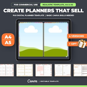 Editable Canva Digital Planner Kit. DIY Digital Planner Frame. Customizable Planner Mockup for Etsy. Sellable Planner. Commercial Use. A4-A5