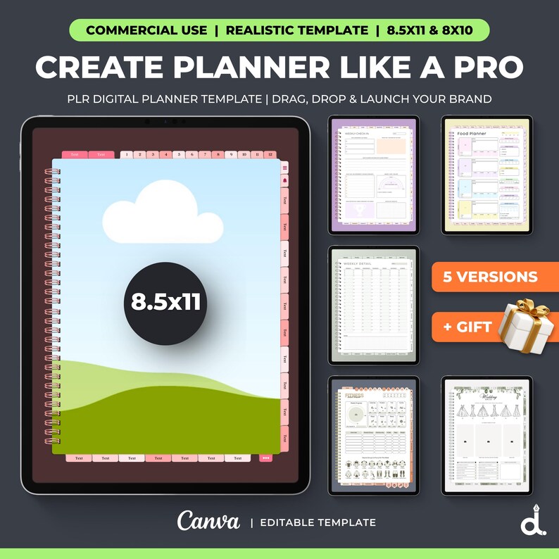 Editable Digital Planner Mockup for Sell. DIY Canva Digital Planner ...
