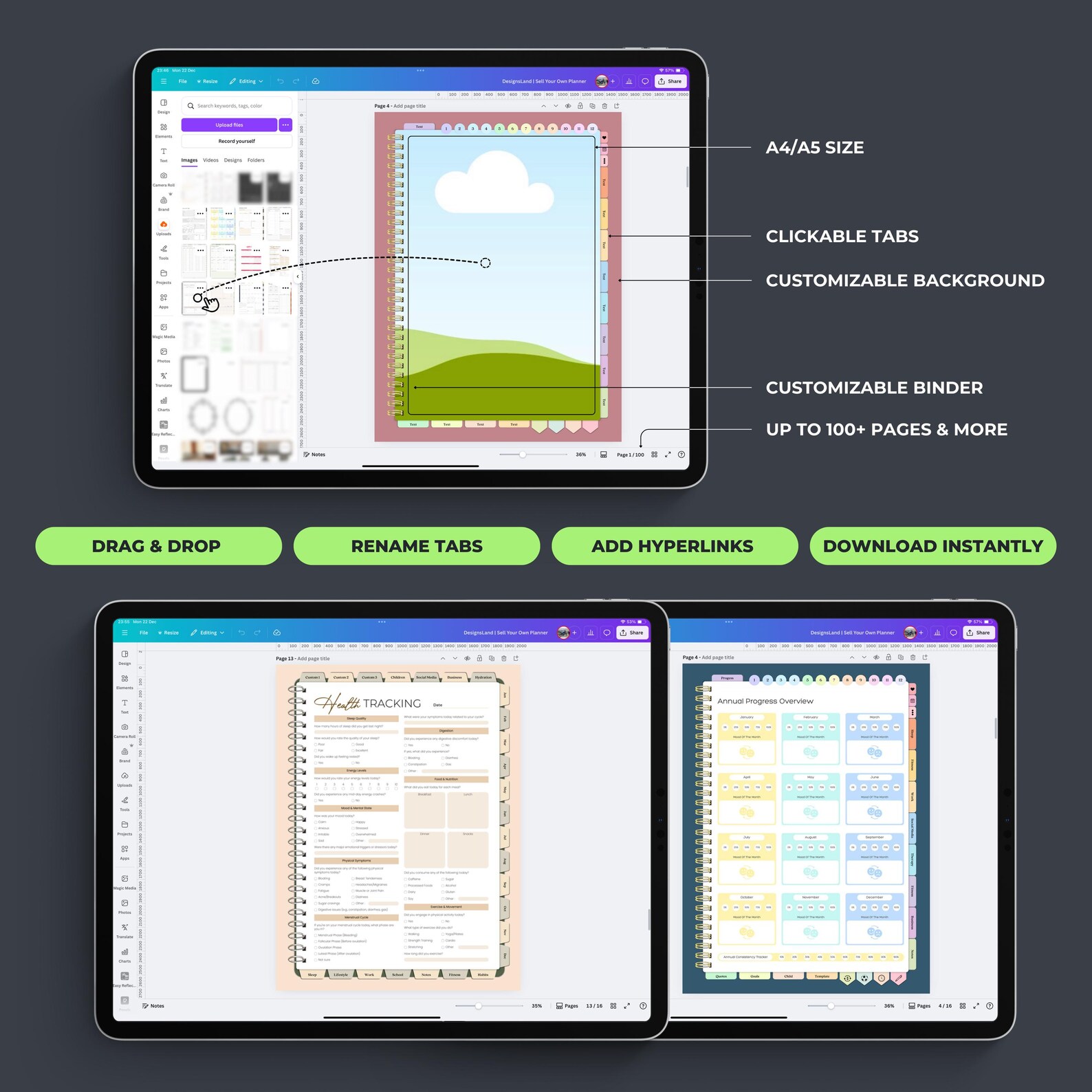 Editable Canva Digital Planner Template for Resale. Drag & Drop ...