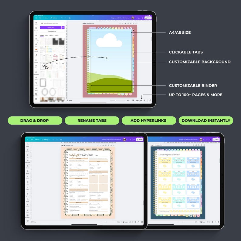 Editable Canva Digital Planner Template for Resale. Drag & Drop ...