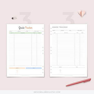 Grade Tracker Printable, Assignment Tracker, Teacher Grade Log, Student ...