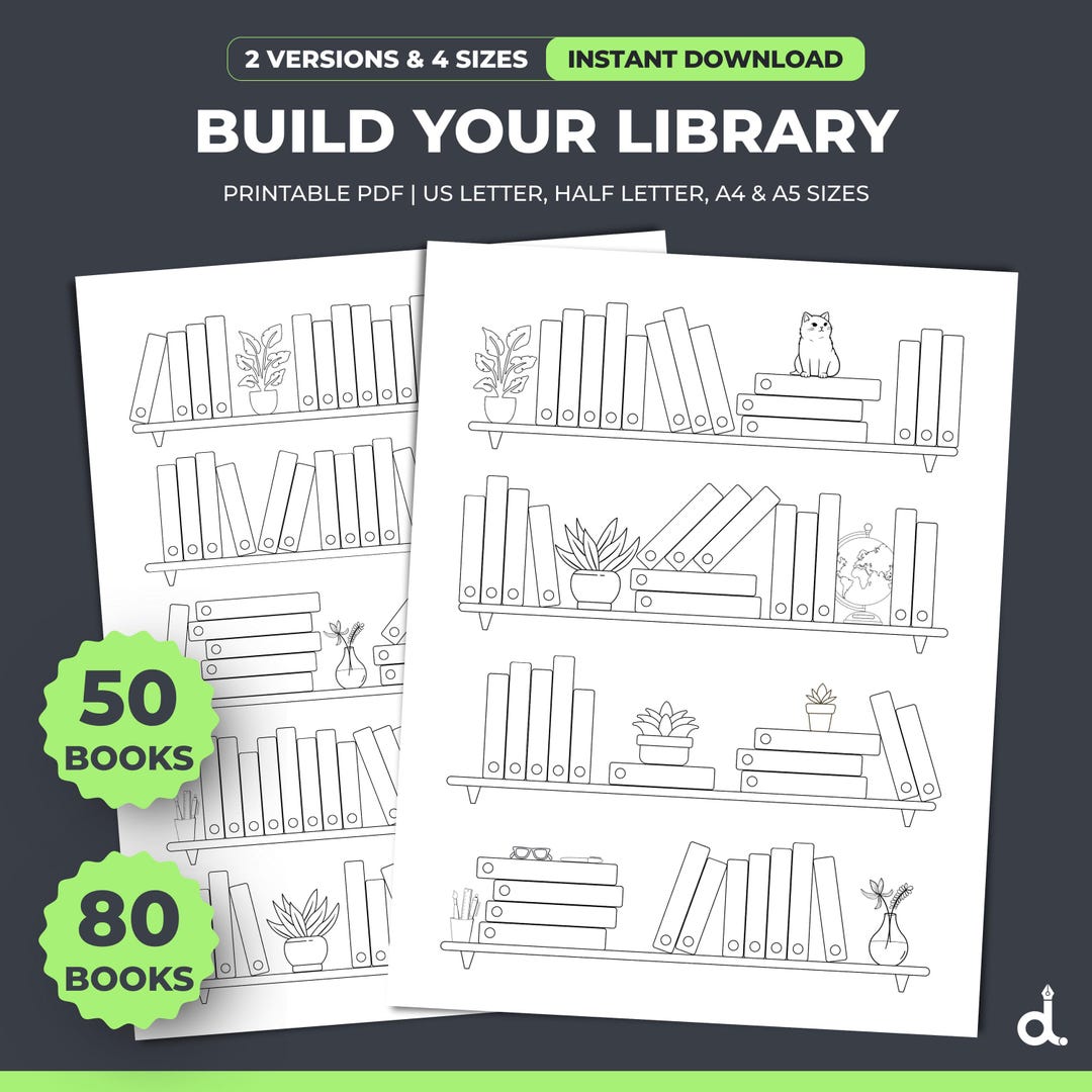 Cozy Bookshelf Reading Tracker Printable. TBR List Tracker. 50 Book Log ...