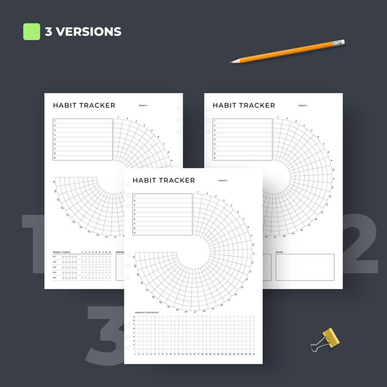 Monthly Circle Habit Tracker Printable. Wheel of Habit. Round Tracker ...