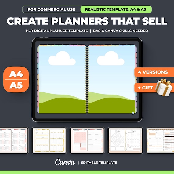 Editable Canva Digital Planner Kit. DIY Digital Planner Frame. Customizable Planner Mockup for Etsy. Sellable Planner. Commercial Use. A4-A5