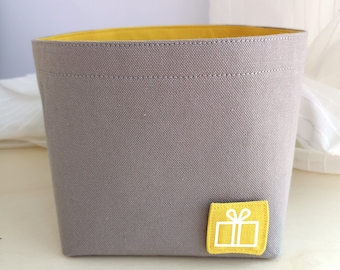 Fabric storage bin with clipart label ∎ Custom storage basket for organising home