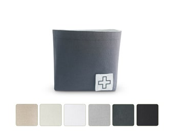 Bathroom storage bin for toiletries • Fabric amenity basket for guest toilet
