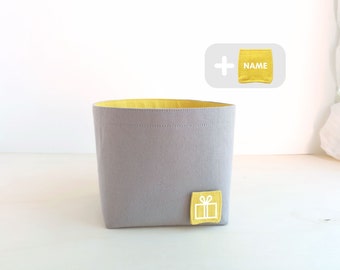 Reusable birthday gift box with name tag ∎ Custom fabric basket for holiday presents