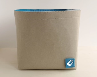 Extra large fabric storage bin with clipart label ∎ Custom storage basket for organising home