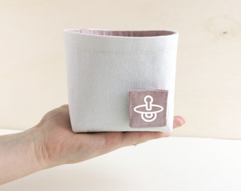Small baby changing basket with label ∎ Nursery storage fabric bin for baby accessories