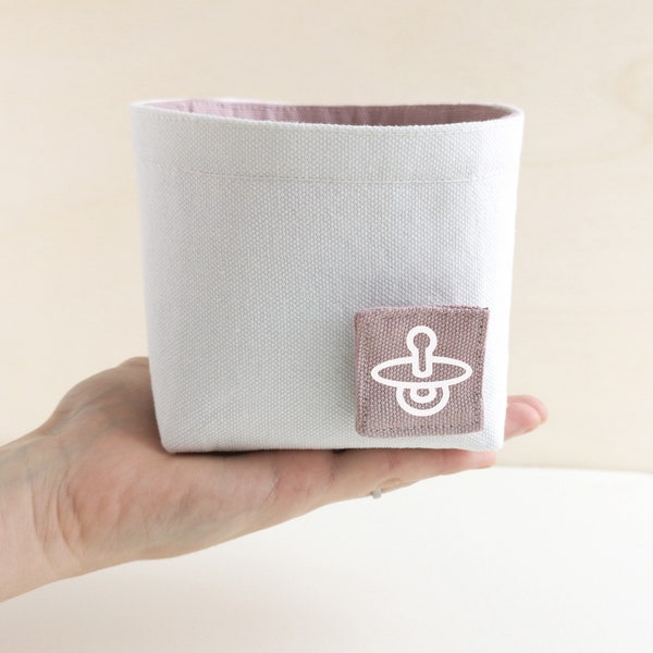 Small baby changing basket with label ∎ Nursery storage fabric bin for baby accessories