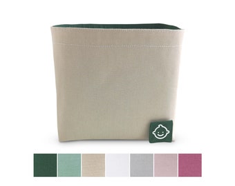 Large baby changing basket with label ∎ Nursery storage fabric bin for baby accessories