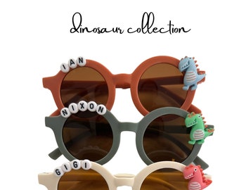 Dinosaur Boys Sunglasses, Personalized Name Sunglasses Premium UV400 Protection, Toddlers Kids Birthday Gift, Easter Gift, Stocking Stuffer