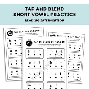 Tap and Blend Decoding Activity, Short Vowels, Early Childhood, CVC Words Reading Activity, Tap and Slide, Small Group Kindergarten