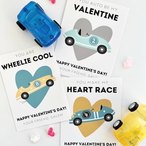 Aanpasbaar Valentijnslabel voor raceauto's voor kinderen | Klas Valentijn | Bewerkbaar Valentijn | Raceauto Valentijn | Je laat mijn hart sneller kloppen