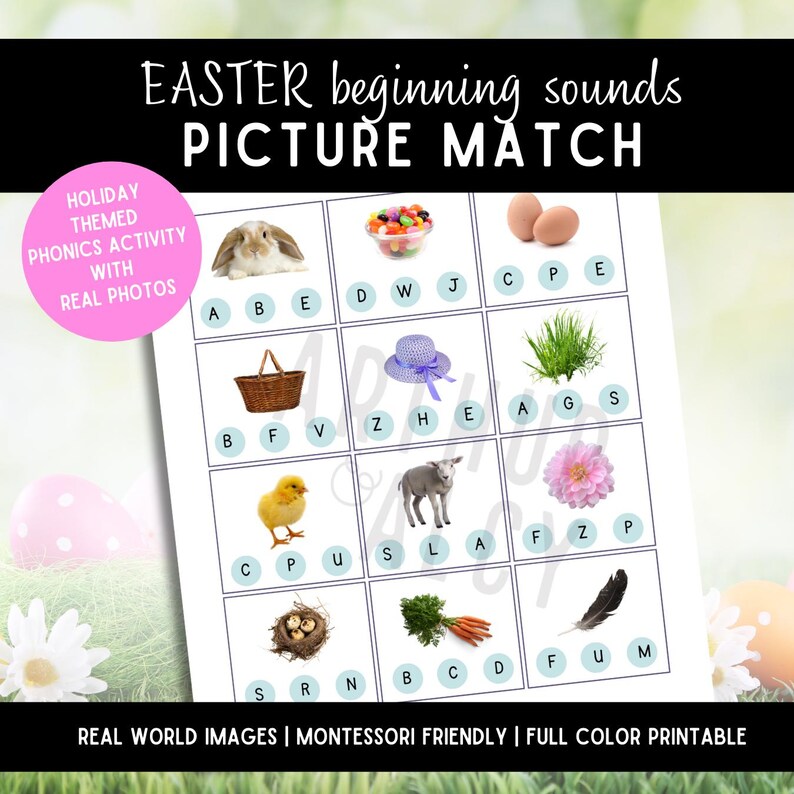 Easter Beginning Sounds Worksheet: Phonics Printable (PDF) - Etsy