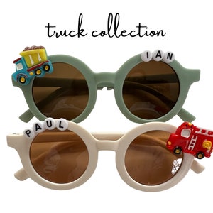 Truck Toddler Boys Sunglasses Personalized Name Sunglasses, Premium UV400 Protection, Toddlers Kids Birthday Gift, summertime Gift