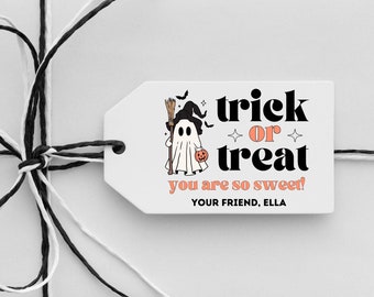 Cute Halloween Customizable Tag | Kids Halloween Favor Tag | Editable Halloween Thank You Tag | Ghostly Witch Tag