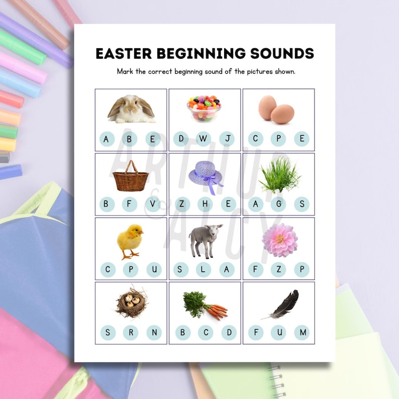 Easter Beginning Sounds Worksheet: Phonics Printable (PDF) - Etsy