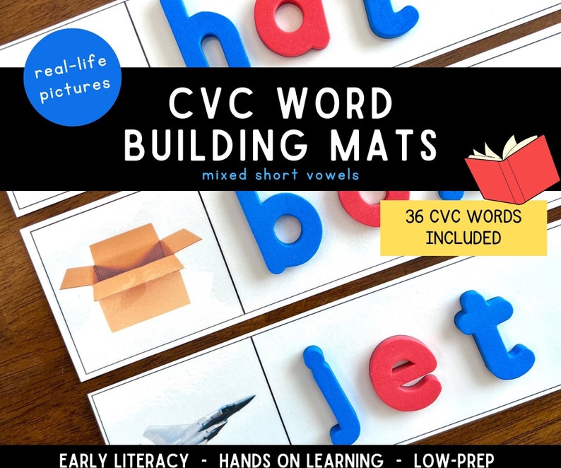 Word Building Mats Early Reading Preschool Reading Activity Phonics Activity CVC Word Practice image 1