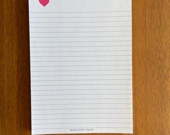 Pink Heart To Do List Notepad, Daily Planner Pad 5x7, Office Stationery