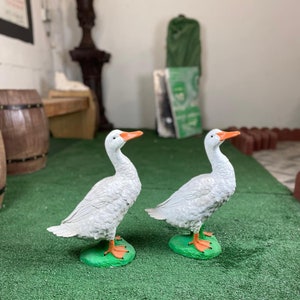 Large 15&quot; Solid Cement Goose Statue, Handmade American Dress up goose statue life-size American Porch Goose Statue, Bird  garden Statues Mom