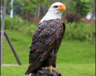 24" MASSIVE HANDMADE Stone life-size American bald Eagle Statue, Eagle Statue garden Decor Home Decor Father day gift, christmas gifts