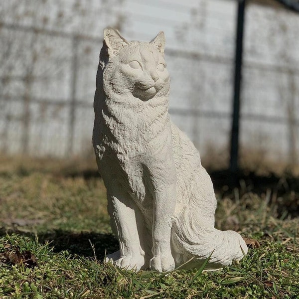 Life-size cat statue Upright Memorial cat statue Handmade and can be custom painted Cat Garden Ornament, Cute Christmas gifts, Birthday gift