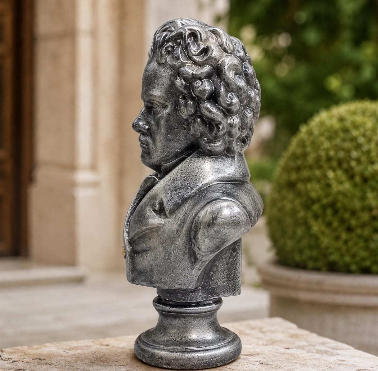 Handcrafted Concrete Beethoven Bust Statue, Classical Music Art Decor photo 4
