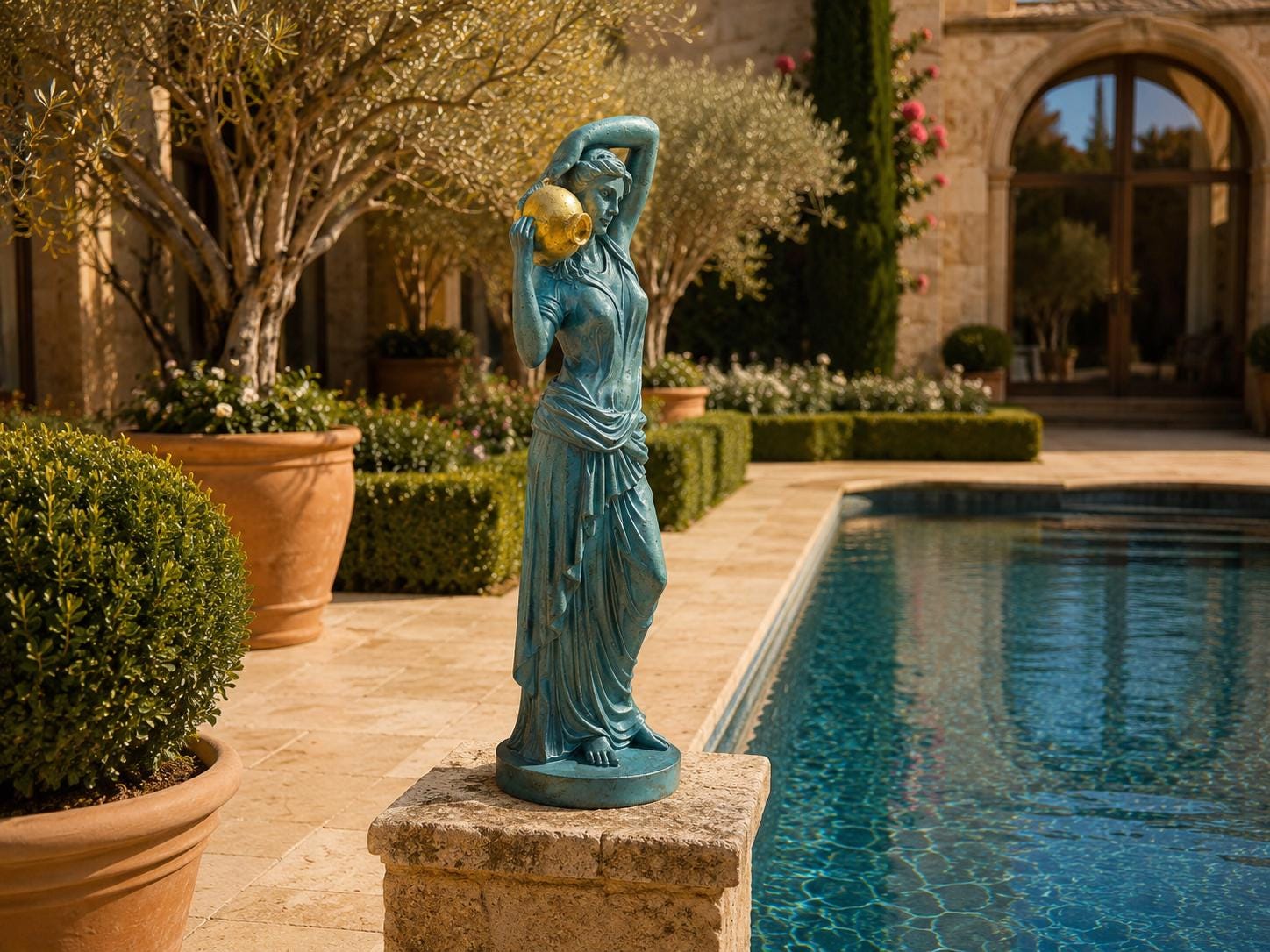 32" Dione Greek Goddess Statue – Large Solid Concrete Garden Sculpture, Classical Outdoor Statue, Estate & Courtyard Decor photo 3