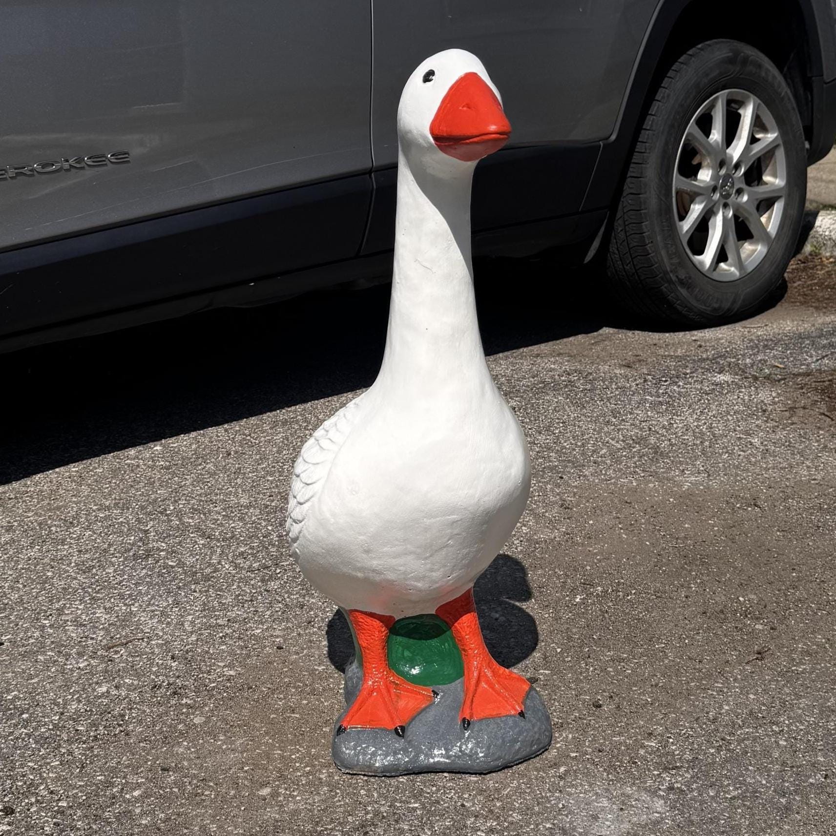 MASSIVE 28" Concrete Porch Goose Statue, Heavy Cement Dress Up Goose, Outdoor Yard Art, Handmade Garden Decor, Painted or Unpainted photo 4
