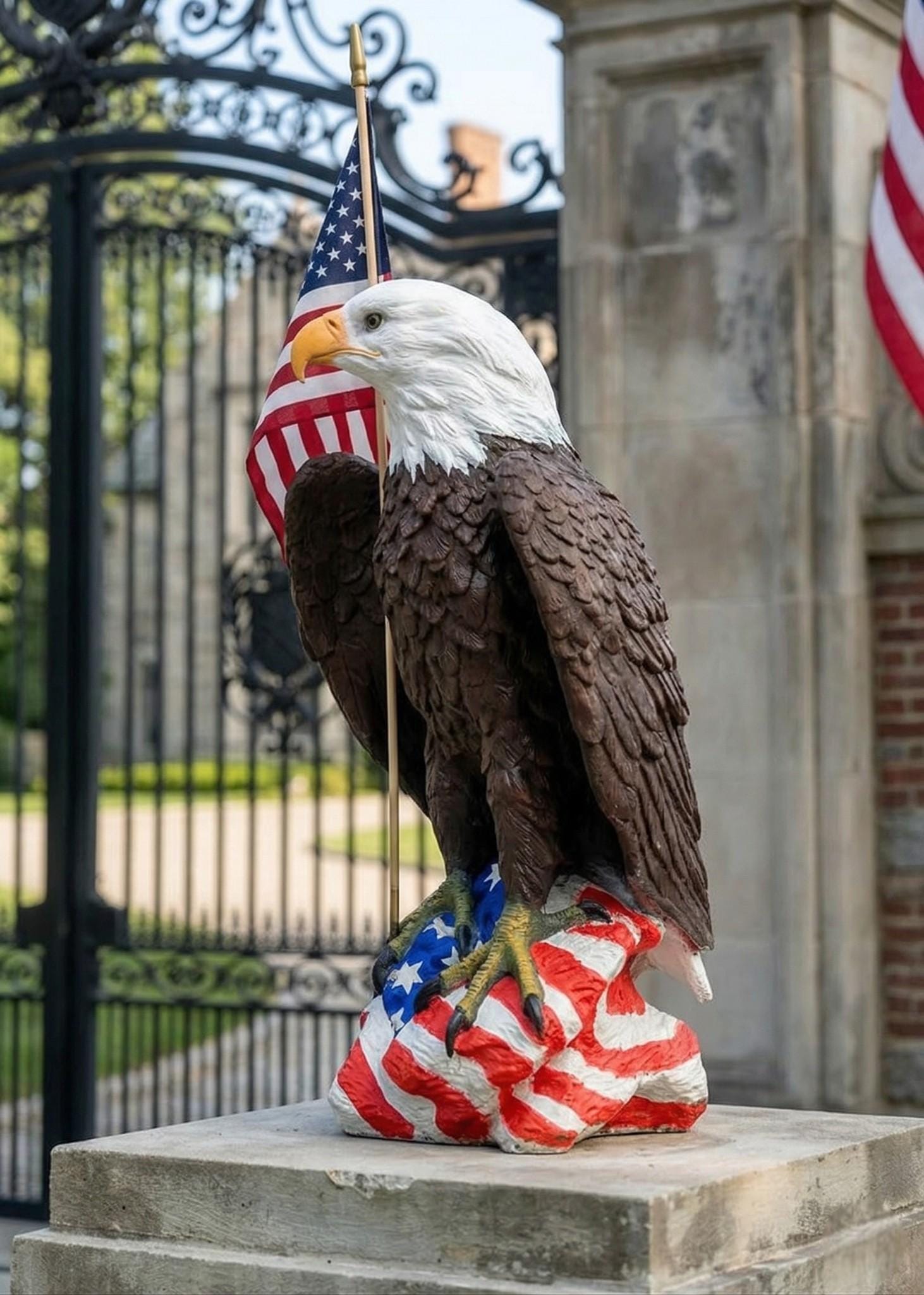 Lifesize Concrete Bald Eagle Statue – 24" Outdoor Garden Decor, Patriotic Yard Art photo 5