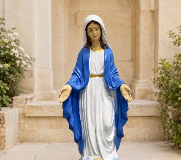 Handmade 4ft Virgin Mary Concrete Statue, Painted Outdoor Decor photo 2
