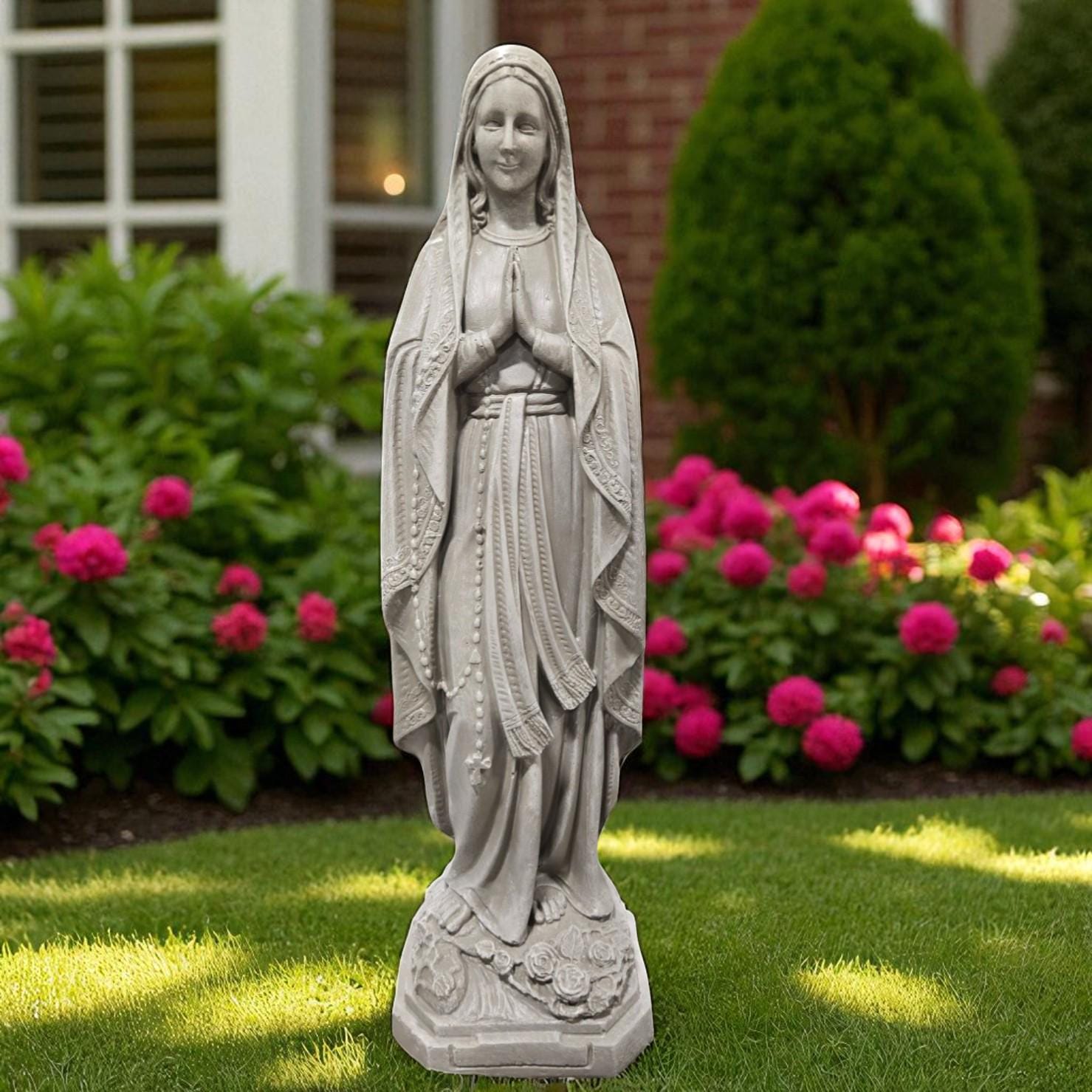 Large 32" Concrete Virgin Mary Statue, Outdoor Statues finest stone finish home decor, Christmas gift, Mother's Day gift, all occasions gift