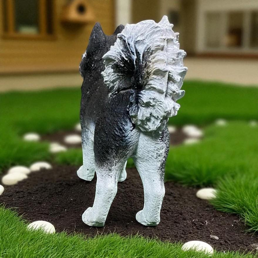 Hand-Painted Concrete Husky Puppy Statue, Pet Memorial Gift photo 6