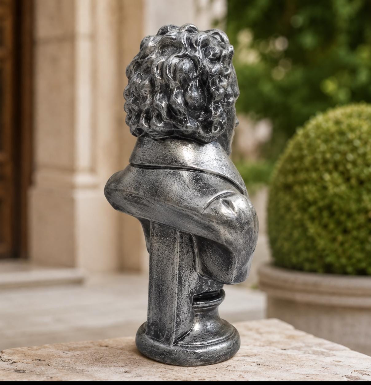 Handcrafted Concrete Beethoven Bust Statue, Classical Music Art Decor photo 3