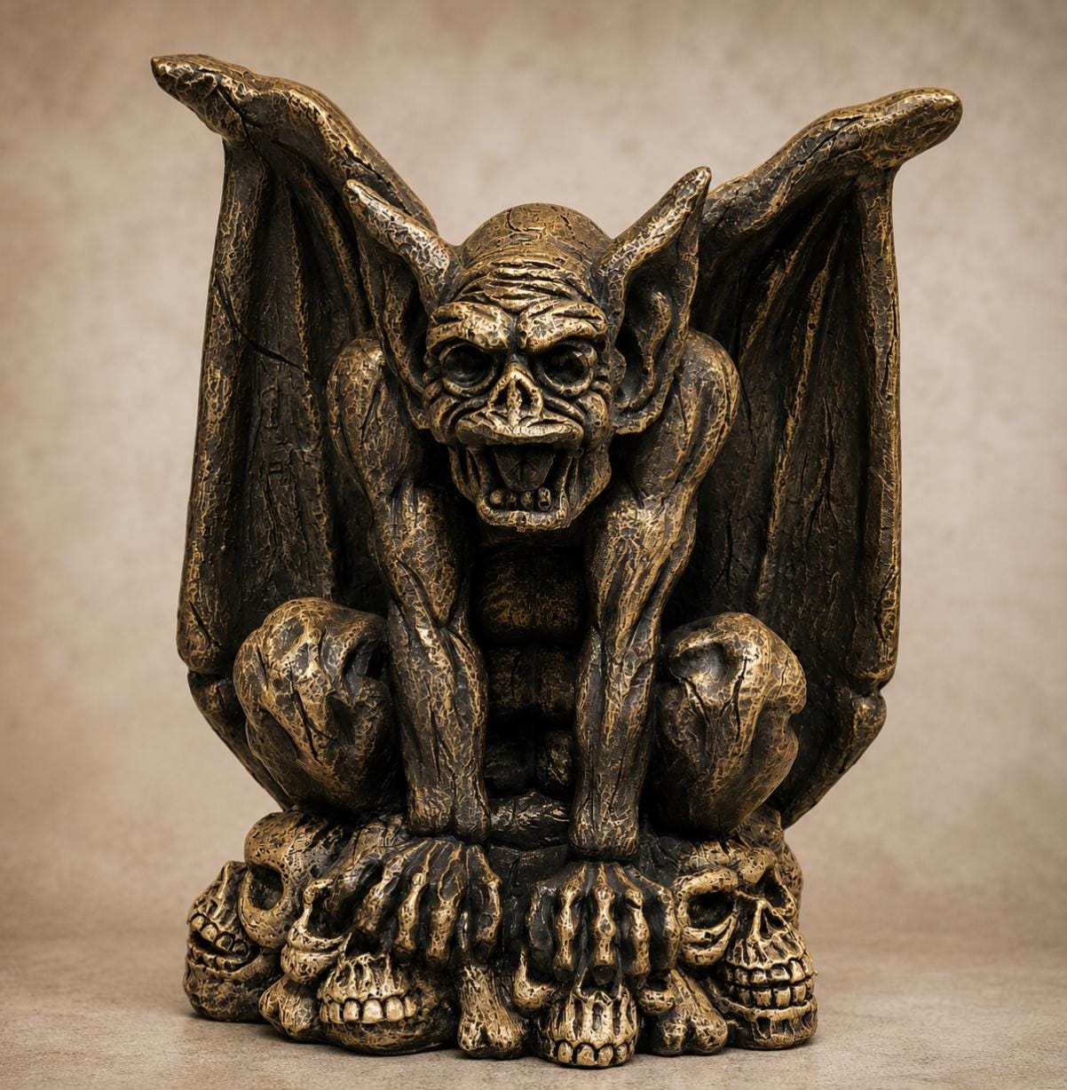 20-inch Hand-Painted Concrete Gargoyle Statue, Gothic Garden Guardian Sculpture photo 5
