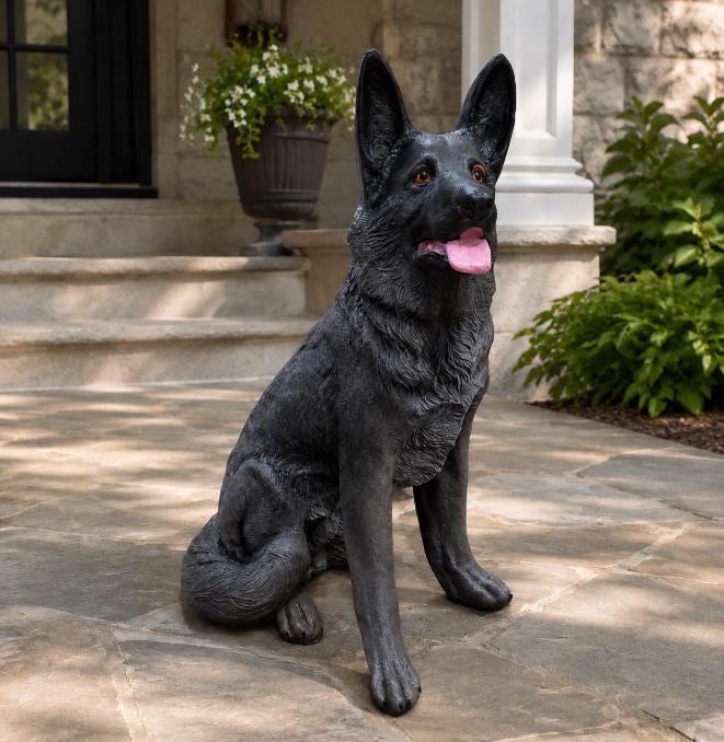 Handmade Concrete German Shepherd Statue: Custom Painted Outdoor Decor photo 2