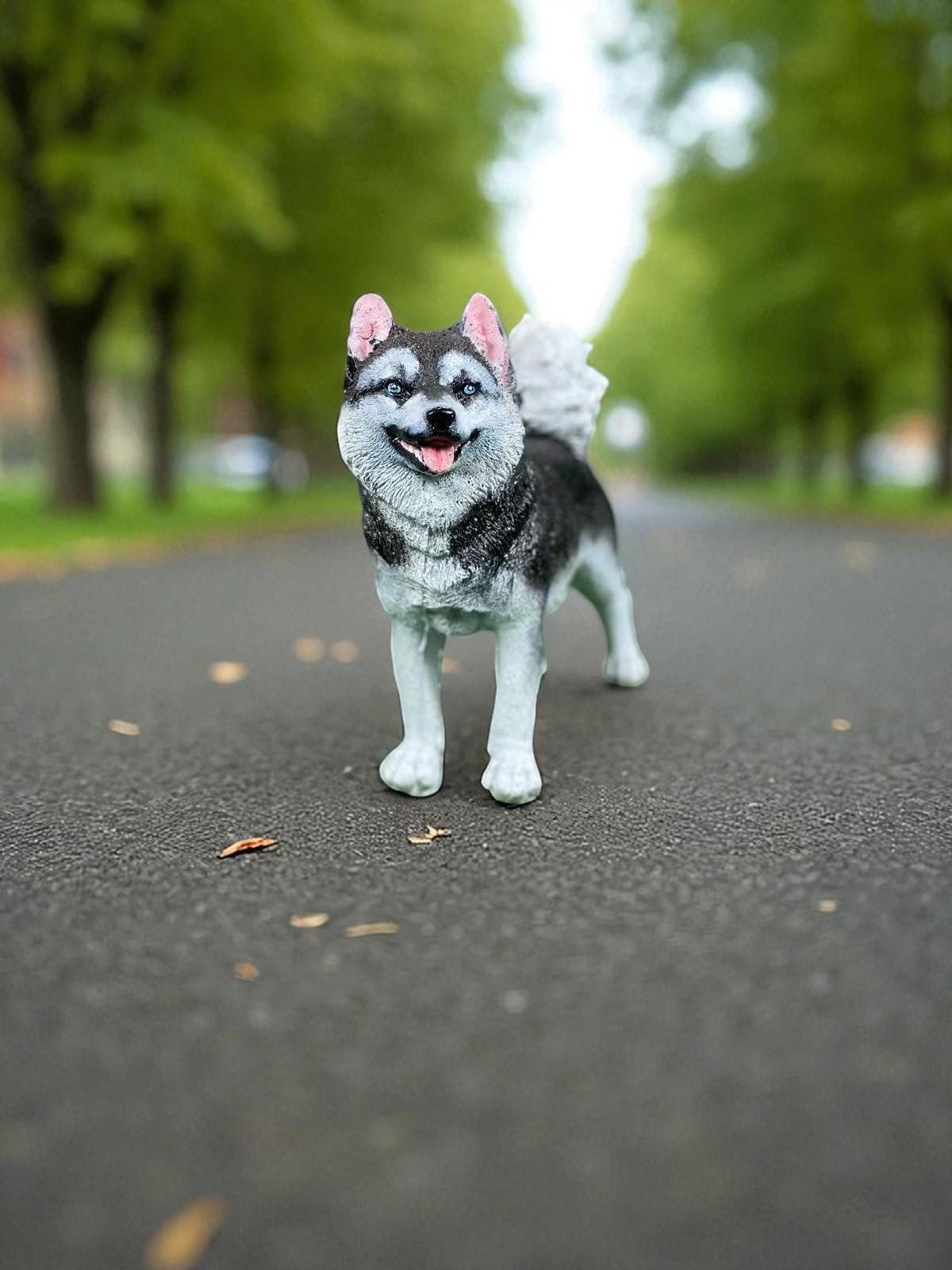 Hand-Painted Concrete Husky Puppy Statue, Pet Memorial Gift photo 9