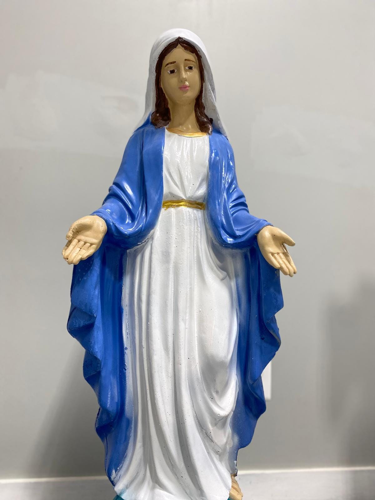 Handmade 4ft Virgin Mary Concrete Statue, Painted Outdoor Decor photo 10