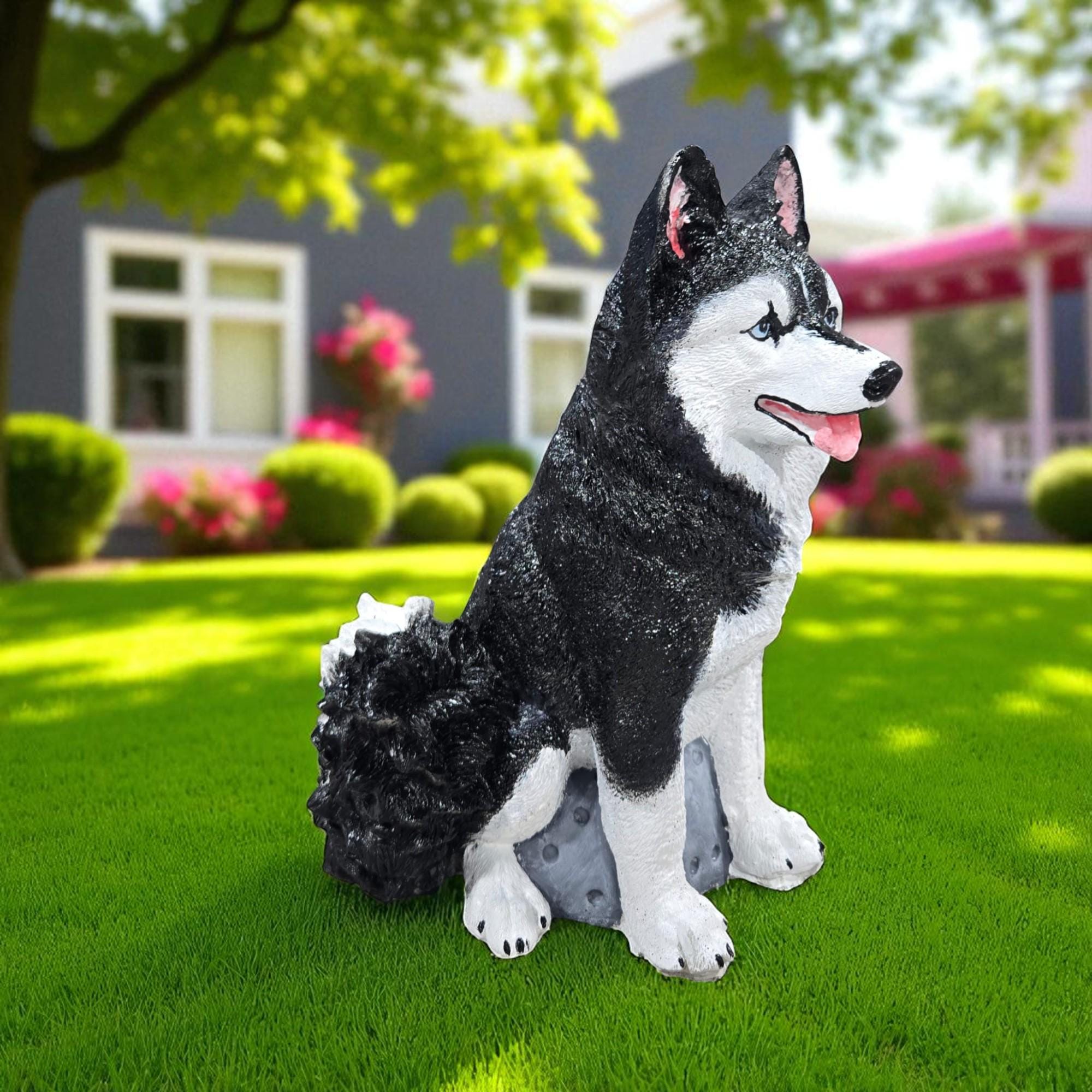 Life-size Upright Husky Puppy  handmade to make your garden or home look more beautiful Dog garden statue Pet memorial Husky lover gift photo 8