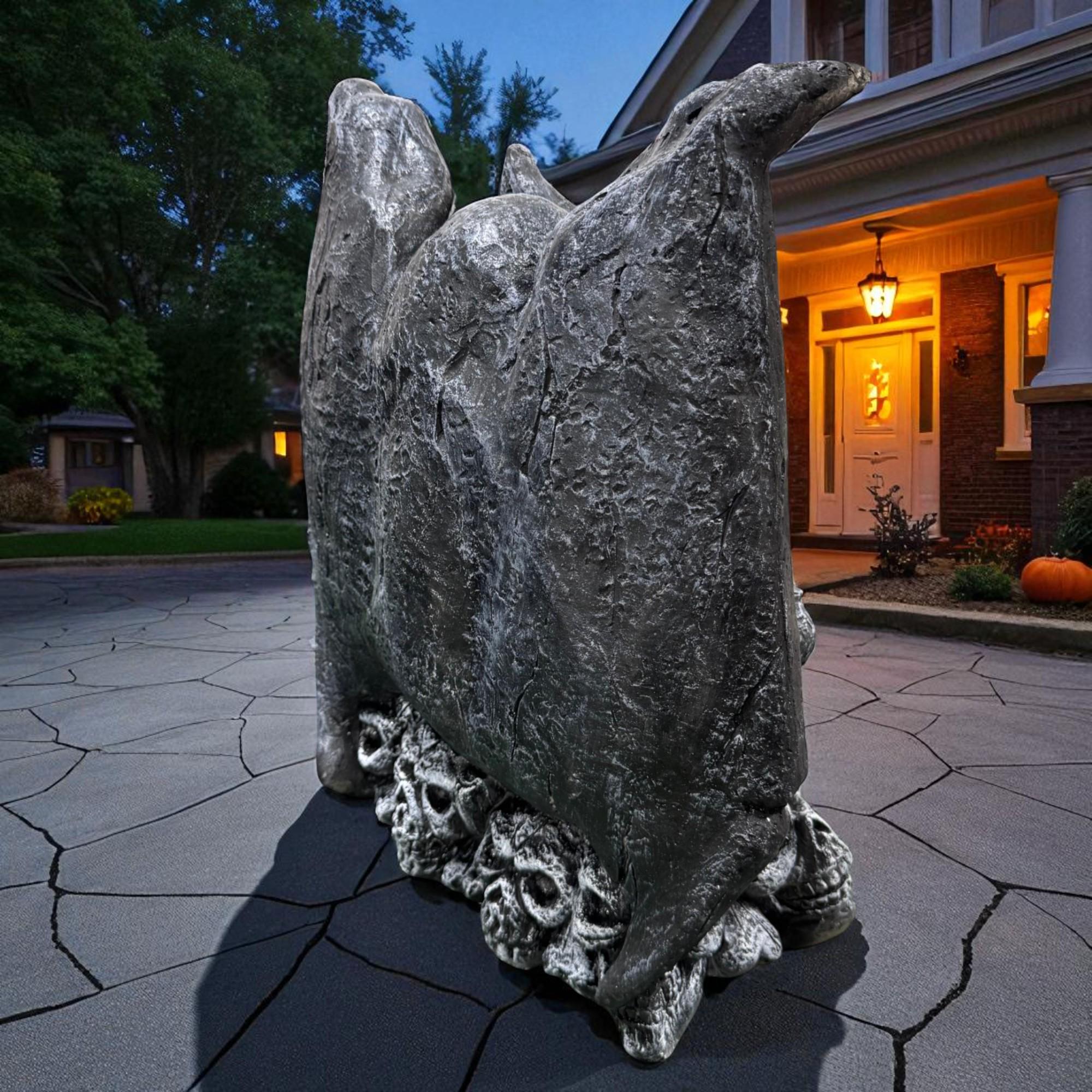 20-inch Hand-Painted Concrete Gargoyle Statue, Gothic Garden Guardian Sculpture photo 9
