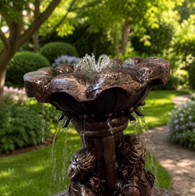 Handmade Concrete Outdoor Fountain with Pump – Roman Style 4ft photo 7