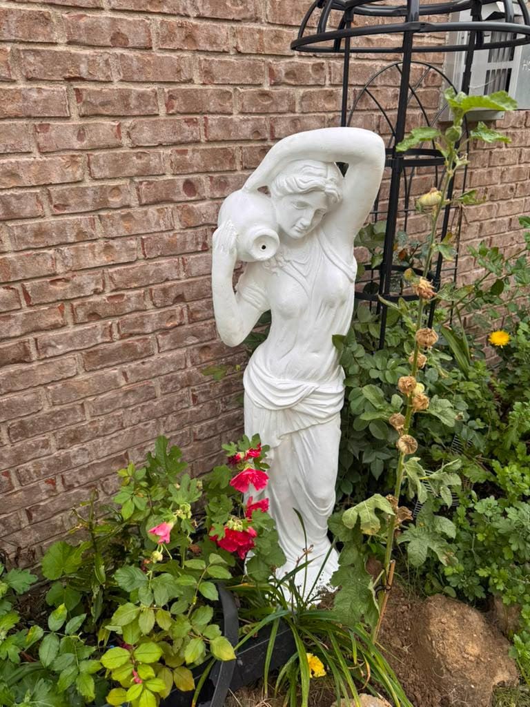 Dione Water Goddess Garden Statue, 4ft Cement Sculpture, Classical Greek Style, Hand-Painted Outdoor Decor