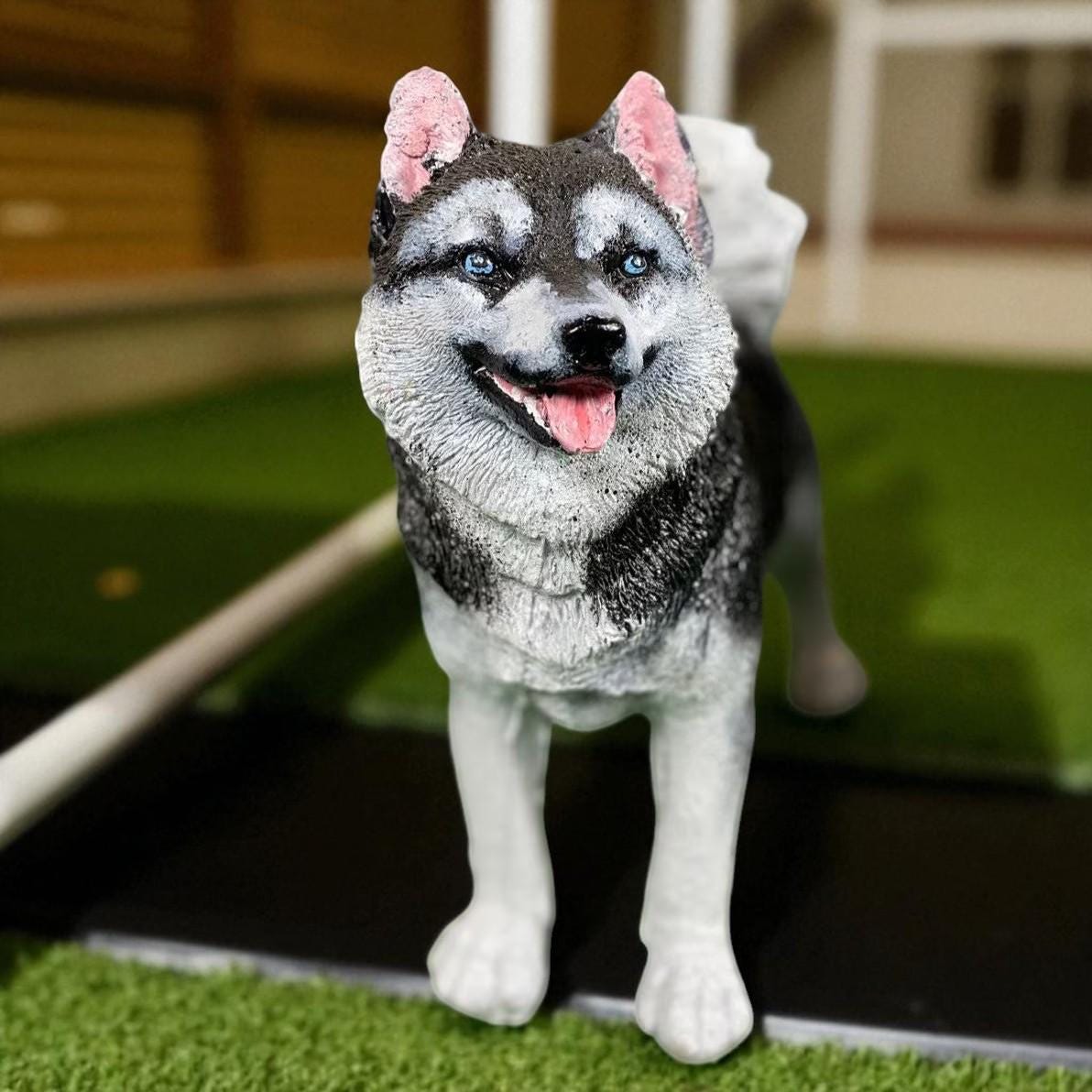 Hand-Painted Concrete Husky Puppy Statue, Pet Memorial Gift photo 7