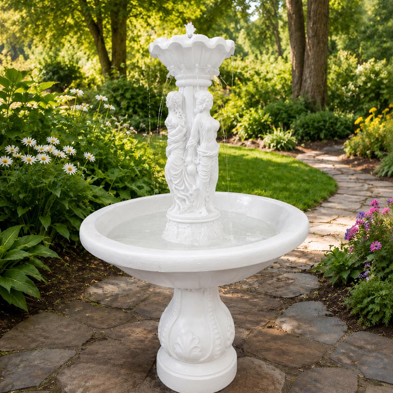 Handmade Concrete Outdoor Fountain with Pump – Roman Style 4ft photo 3